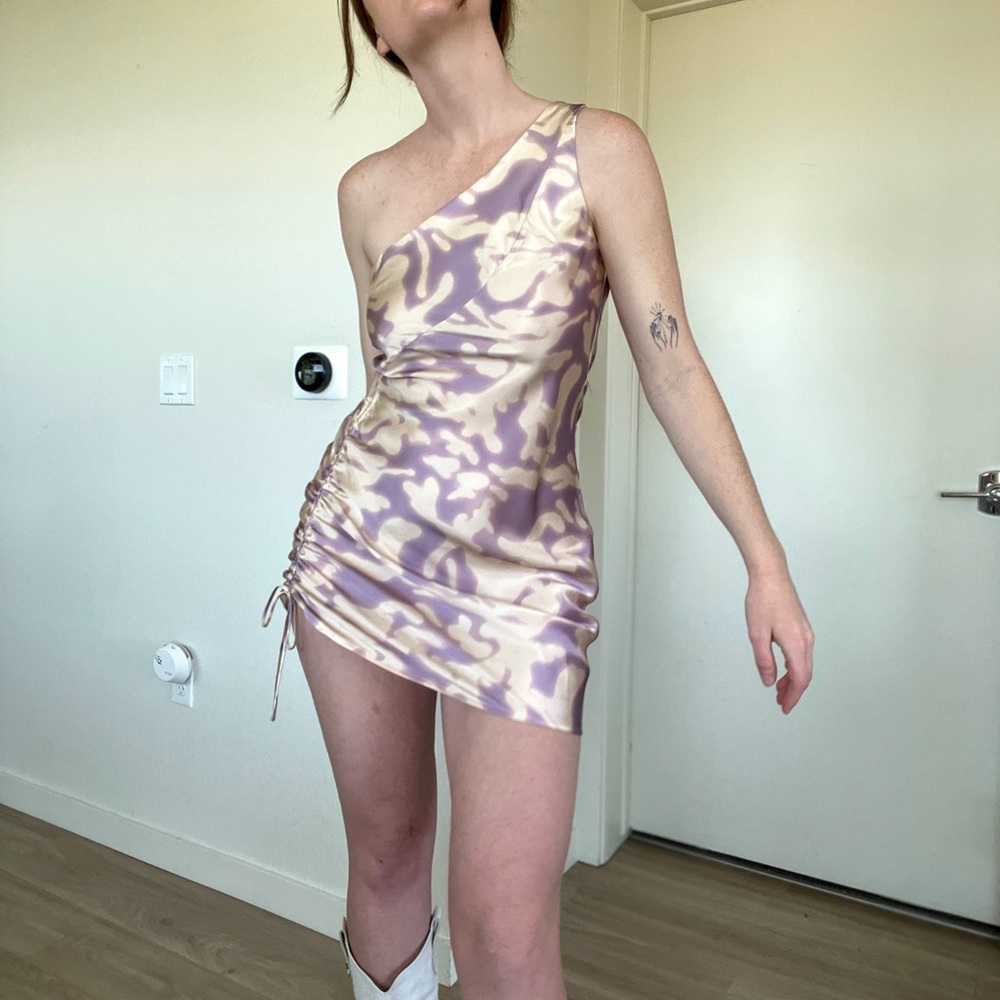 Silk One-Shoulder Mini Dress